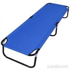 Gymax Blue Folding Camping Bed Outdoor Military Cot Sleeping